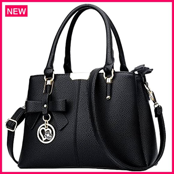 Medium Satchel Purse with 3 Zippered Compartments, Top Handle Shoulder Bag - Picture 2 of 8